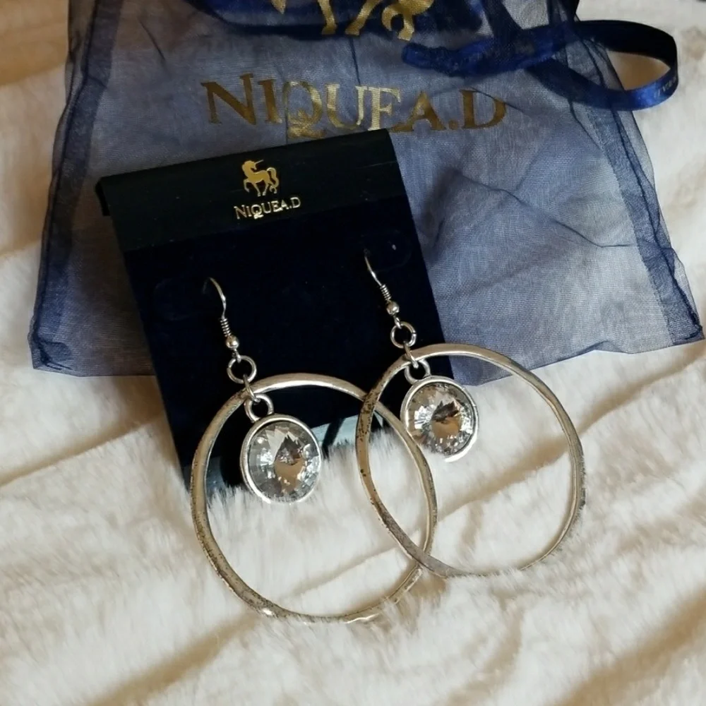 NIQUEA.D // ltd ed silver hoop large crystal hoop